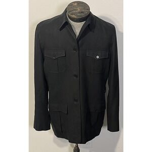 Lauren Ralph Lauren Jacket Mens‎ 46 Black Military Style Button Front Pockets